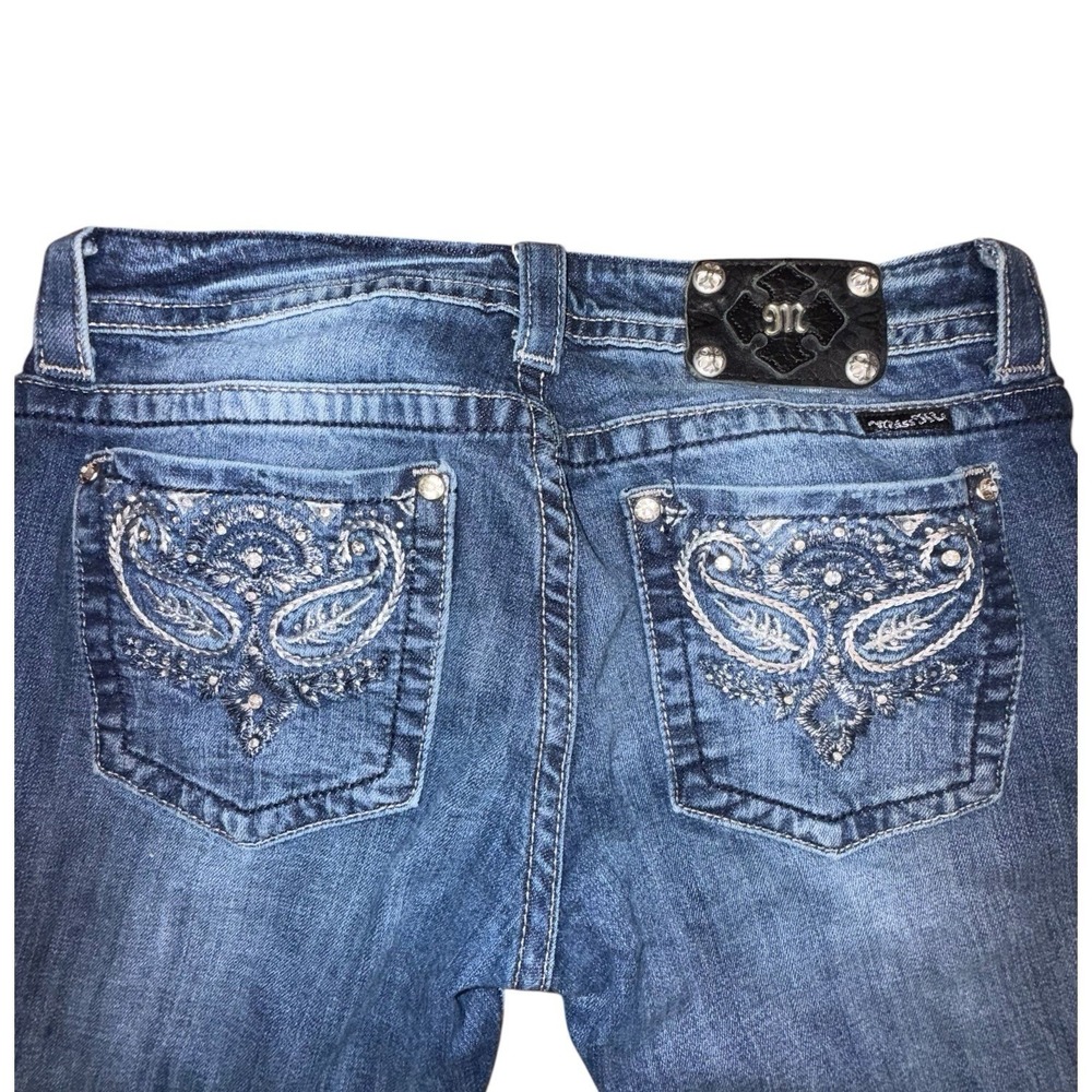 Miss Me Women's Bootcut Flare Jeans 31 Rhinestone Bling Embroidered JP5301B